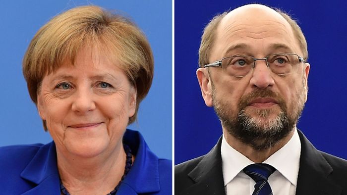 Merkel und Schulz liegen fast gleichauf