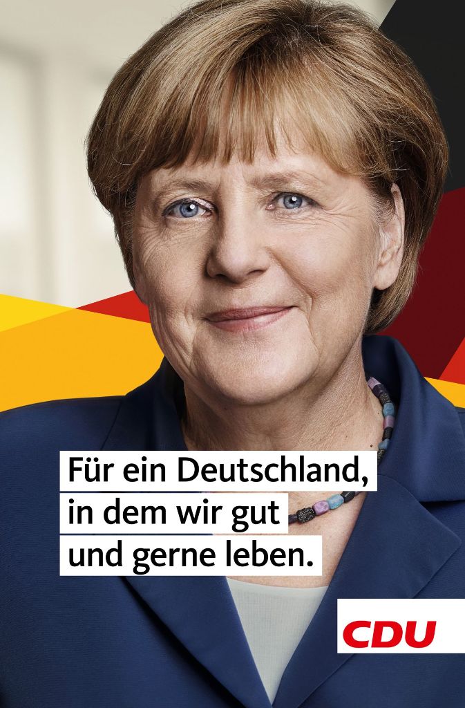 Das Wahlplakat der CDU auf Bundesebene mit Bundeskanzlerin Angela Merkel.
