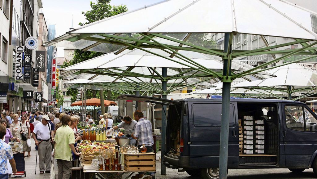 Bauarbeiten auf dem Stuttgarter Marktplatz: Der Wochenmarkt muss auf die Königstraße ziehen