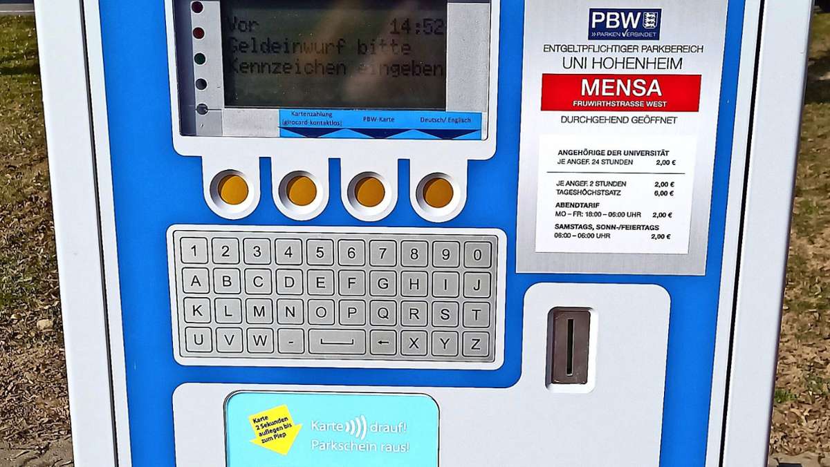 Automaten an der Uni Hohenheim: Erst Kennzeichen eingeben, dann parken