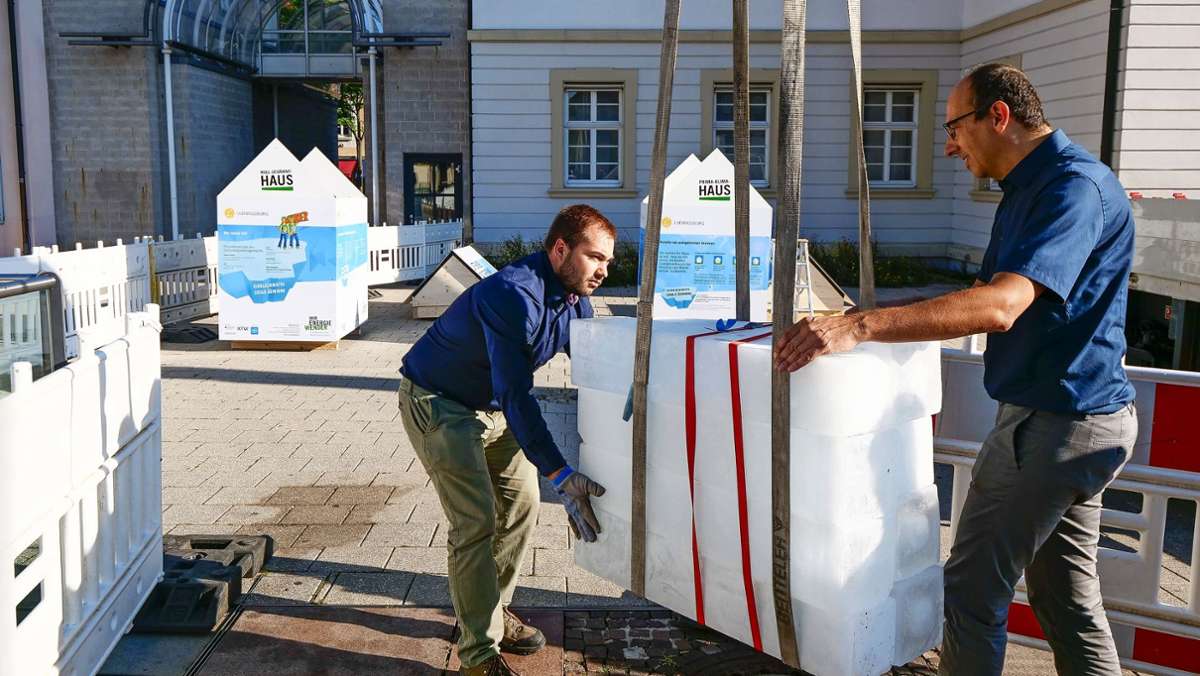 Experiment in Ludwigsburg: 352 Kilogramm Eis für den Klimaschutz