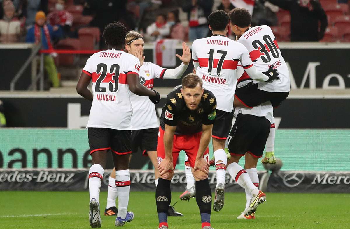 Der VfB fährt in der Bundesliga einen wichtigen Sieg gegen Mainz 05 ein. Foto: dpa/Tom Weller