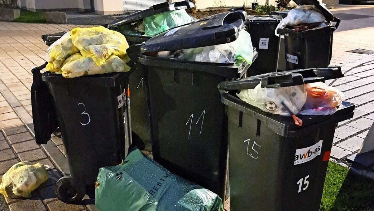 Probleme bei der Müllabfuhr: Mülltonnen bleiben im westlichen Kreis Esslingen teilweise ungeleert