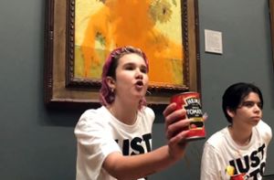 Aktivistinnen bewerfen van-Gogh-Gemälde mit Tomatensuppe