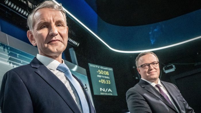 Spitzenkandidaten von CDU und AfD in Thüringen: So lief das TV-Duell zwischen Mario Voigt und Björn Höcke