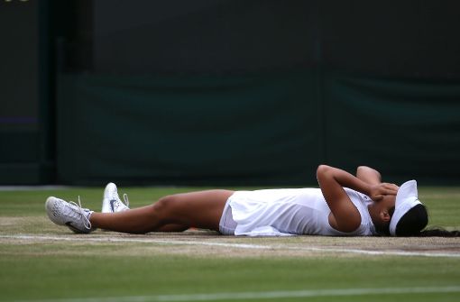 Konnte ihr Glück kaum fassen: Wimbledon-Siegerin Garbiñe Muguruza aus Spanien Foto: AFP