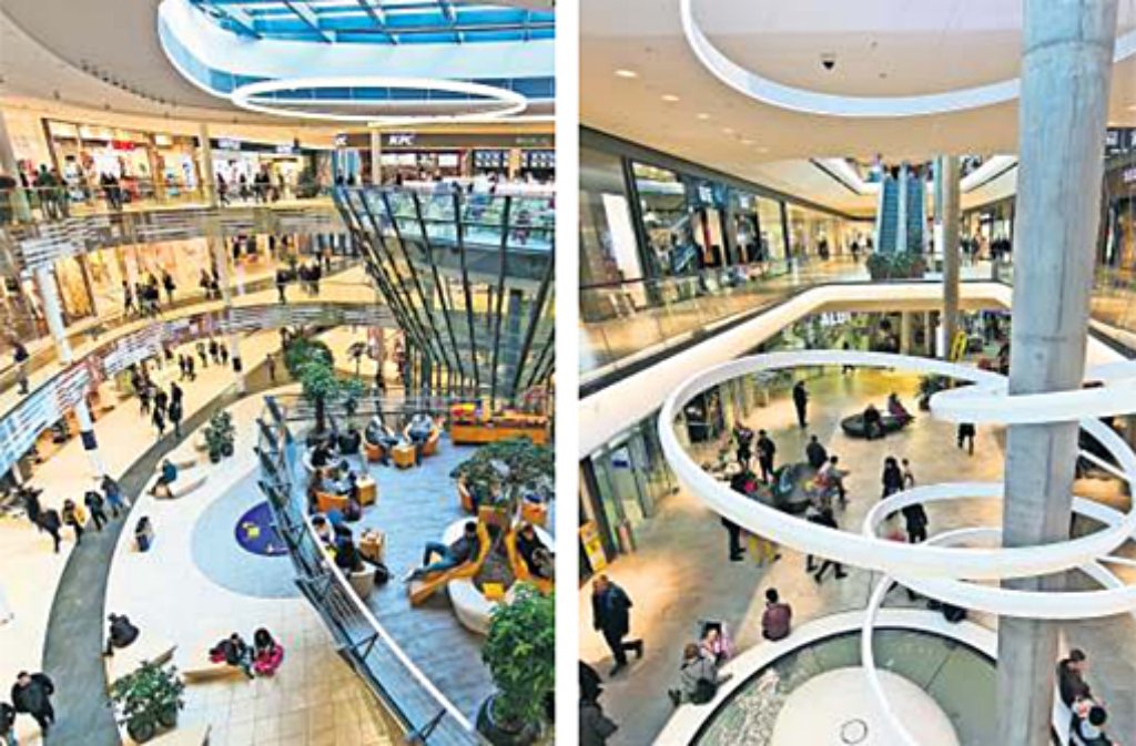 Shoppingcenter müssen sich ständig etwas Neues einfallen lassen, wenn sie attraktiv bleiben wollen (links das Milaneo, rechts das Gerber in Stuttgart). Foto: Wilhelm Mierendorf