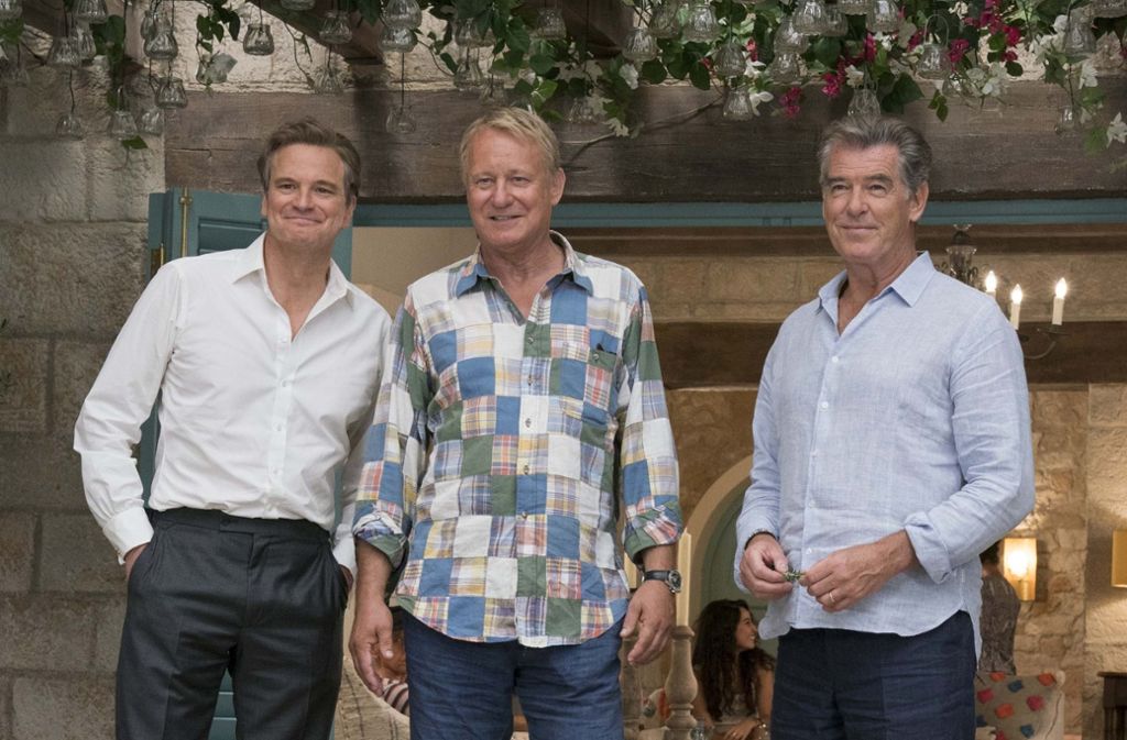 Die charmanten Herren, die sich ersten Teil noch kabbelten: Colin Firth, Stellan Skarsgard, Pierce Brosnan