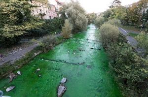 Fluss ist giftgrün gefärbt