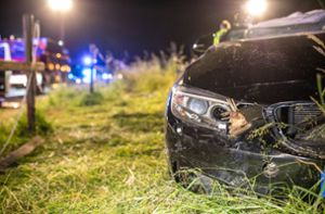 Ein Teil eines hölzernen Weidezauns durchschlug den Wagen und verletzte den Beifahrer lebensgefährlich. Foto: 7aktuell.de/Simon Adomat