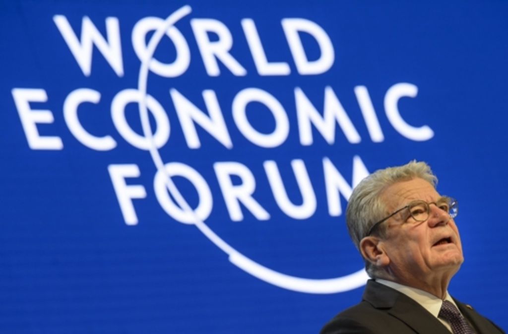 Bundespräsident Joachim Gauck hat beim Weltwirtschaftsforum in Davos vor einem Zerbrechen Europas gewarnt. Foto: DPA