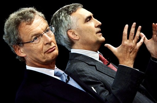 Siemens-Aufsichtsratschef Cromme und Vorstandschef Löscher (von links) waren eine Schicksalsgemeinschaft, die nun zerbrochen ist. Foto: dpa