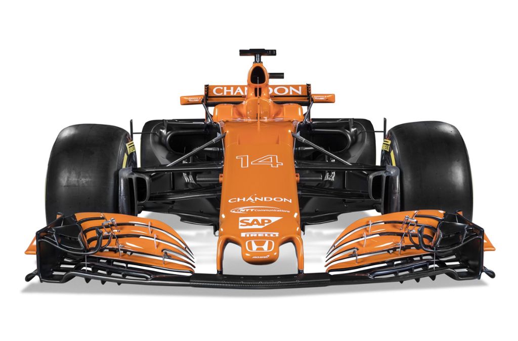 Der Großteil des neunen Formel-1-Wagens von McLaren ist im traditionellen Orange gehalten, der Rest ist schwarz lackiert. Der Wagen soll neue Siege einfahren.