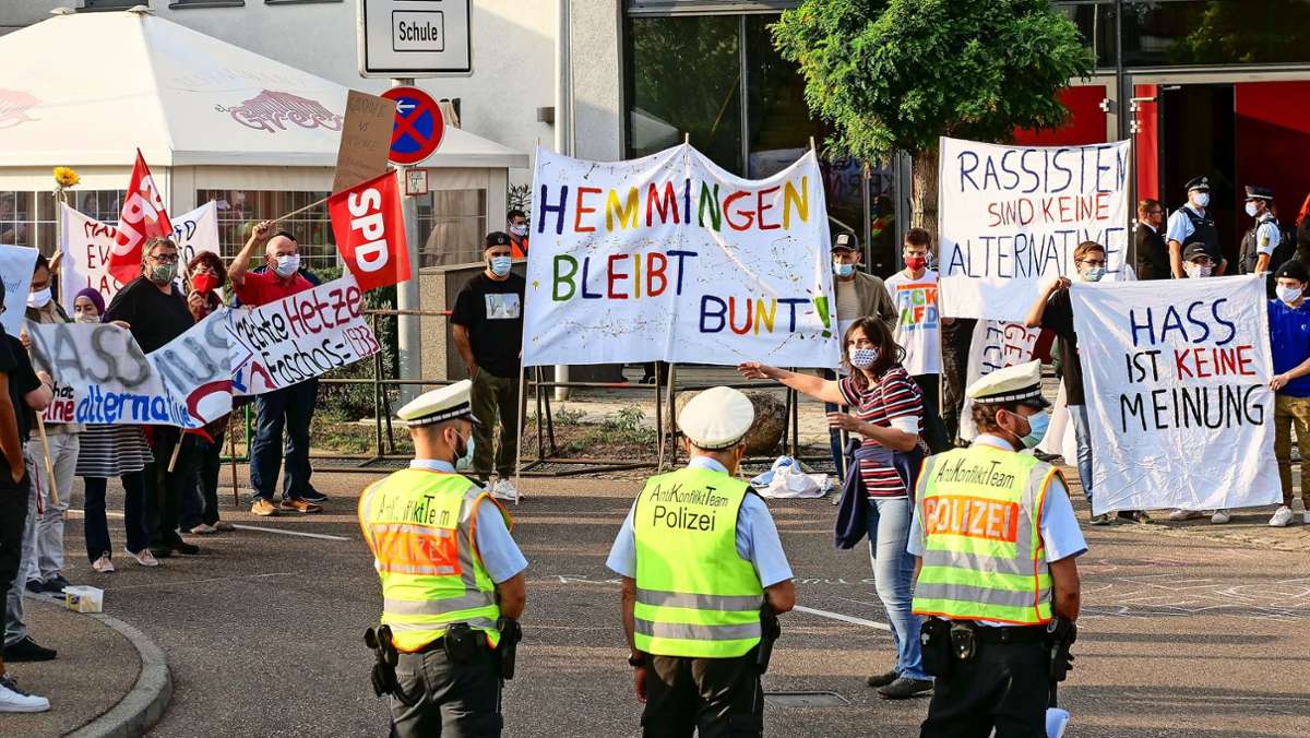 Protest gegen AfD-Veranstaltung: Hemminger Bürger setzen ein Zeichen