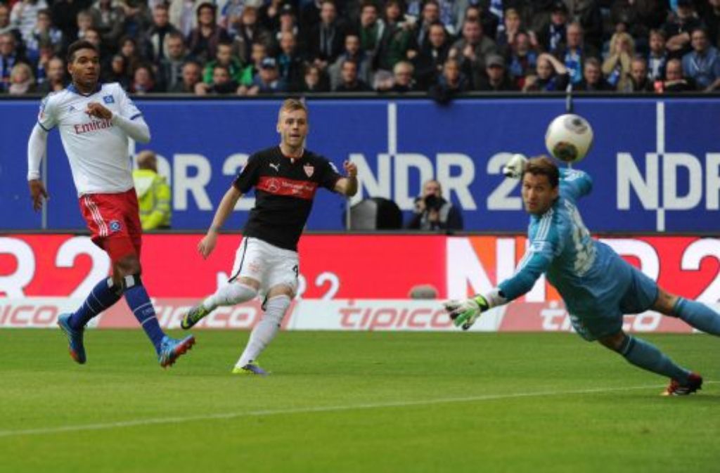 Drei Mal ging der VfB beim Auswärtsspiel in Hamburg in Führung, gereicht hat es trotzdem nur für einen Punkt. Am Ende trennen sich die beiden Teams 3:3. Weitere Bilder vom Spiel zeigen wir in der folgenden Bilderstrecke. Foto: dpa