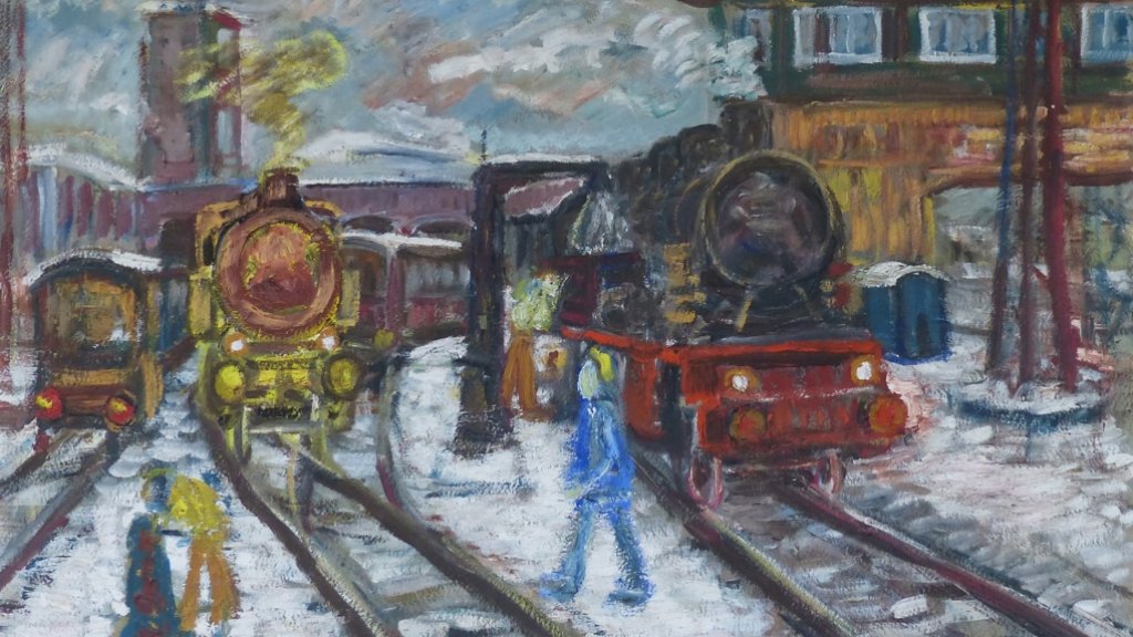 Ausstellung in Gerlingen: Der malende Kauz mit den vielen Lokomotiven