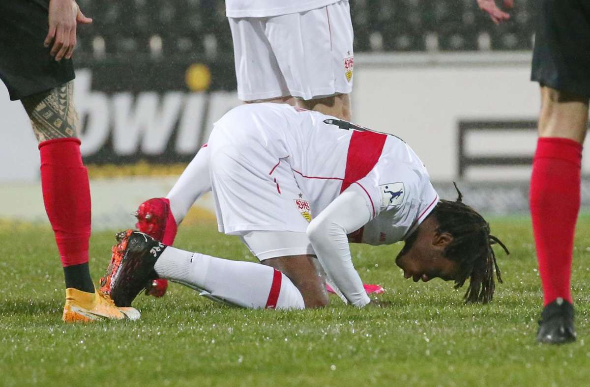 Das Bild täuscht: VfB-Stürmer Mohamed Sankoh erzielte auch in Aspach ein Tor.