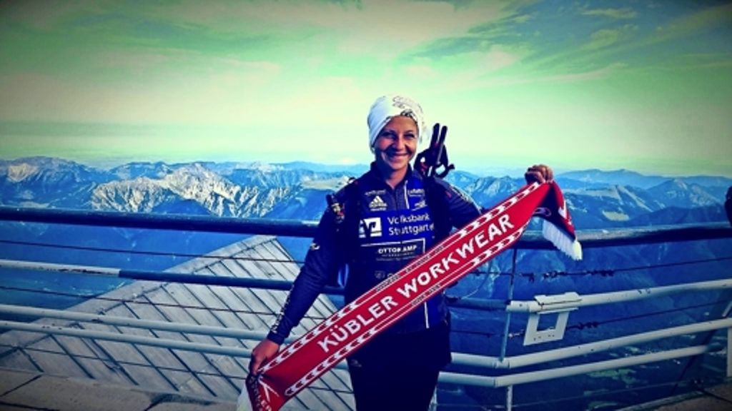 Extremläuferin aus Plüderhausen: Steffi  Praher auf der  Zugspitze