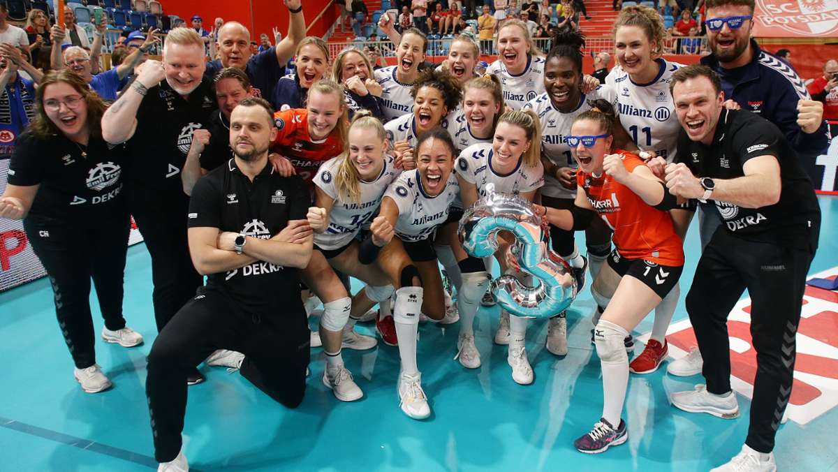 Allianz MTV Stuttgart: Die besten Bilder – so feiern die Volleyballerinnen den Meistertitel