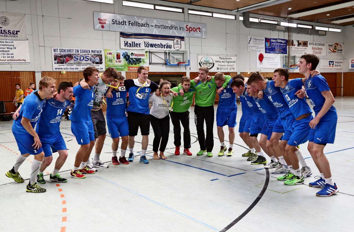 17. Mai 2015: Die A-Jugendlichen des HSC Schmiden/Oeffingen feiern den Sprung in die Bundesliga. Foto: /Patricia Sigerist