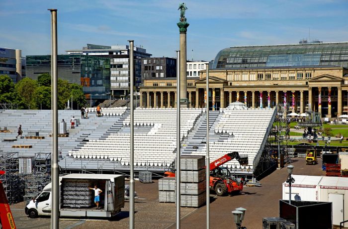 Streit um den Schlossplatz in Stuttgart: Ist eine gemeinsame Tribüne für EM und Festival  die Lösung?