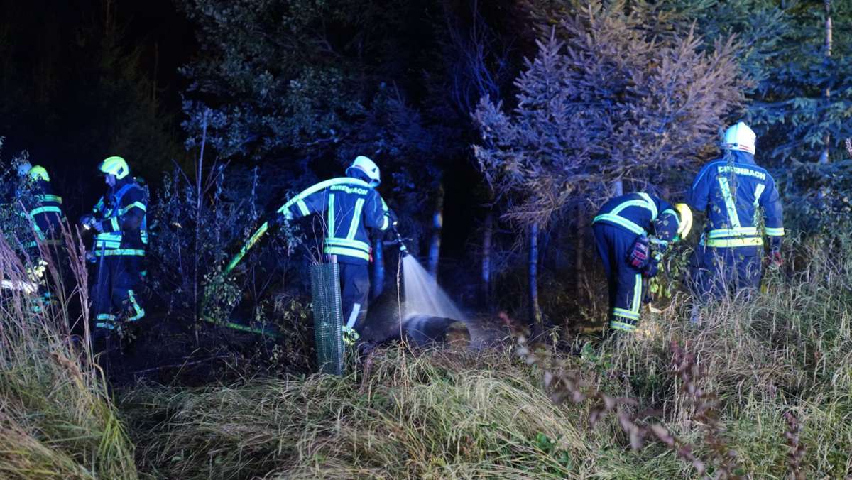 Rechberghausen im Kreis Göppingen: Großeinsatz der Feuerwehr bei Waldbrand