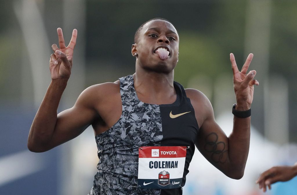 Ein weiterer potenzieller Nachfolger von Usain Bolt: der 23-jährige Christian Coleman. Die Bestleistungen des Amerikaners liegen über 100 Meter bei 9,79 Sekunden (2018) und über 200 Meter bei 19,85 Sekunden (2017).
