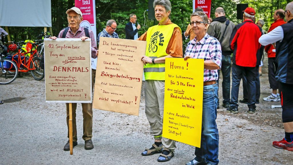 Zwischen Böblingen und Stuttgart-Vaihingen: Proteste gegen den ersten millionenschweren Radschnellweg
