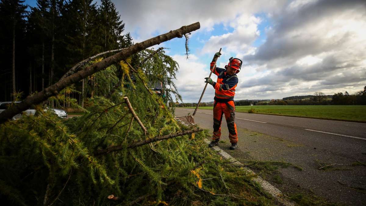Sturm Ignatz in Baden-Württemberg: Viele Straßen im Schwarzwald-Baar-Kreis blockiert