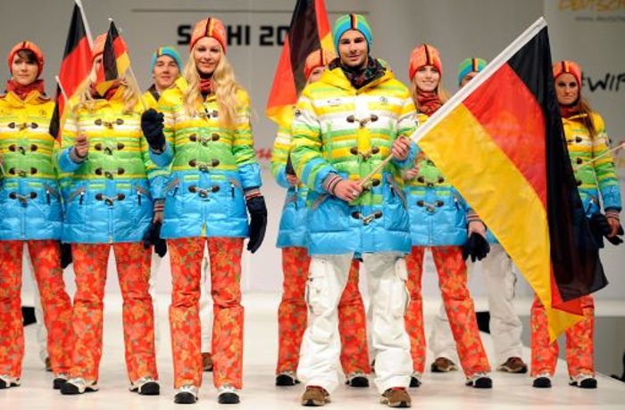 Deutsches Sotschi-Team in farbenfroher Kleidung
