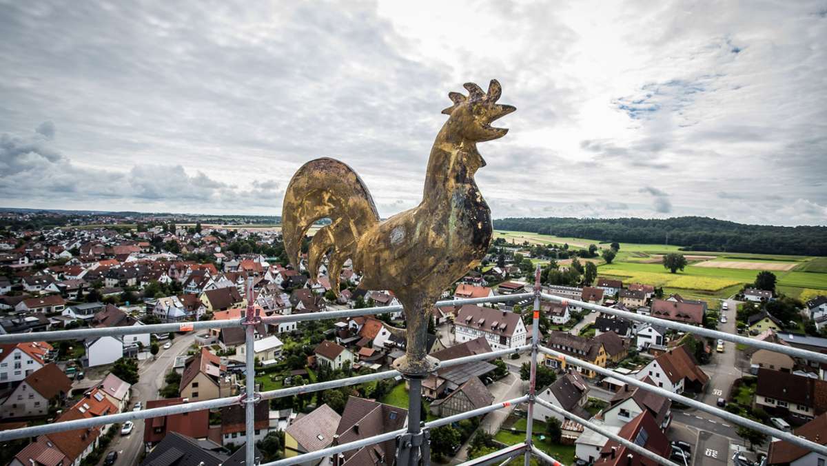 Kirchturm Hildrizhausen: 120 Menschen fahren mit dem Bauaufzug auf Aussichtsplattform