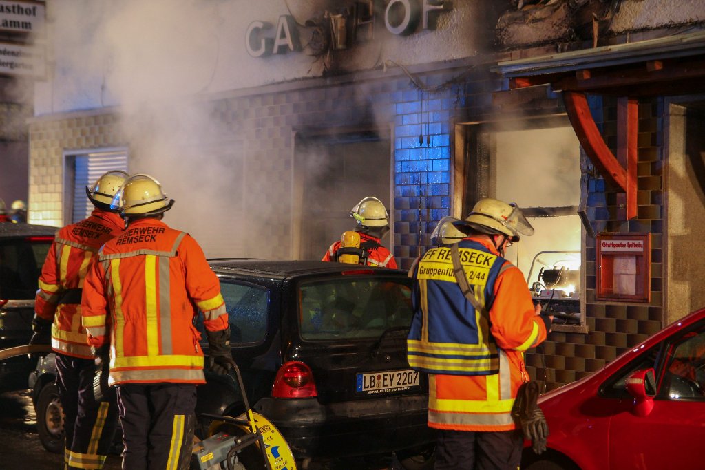 In Remseck am Neckar brannte in der Nacht zum Dienstag eine Gaststätte komplett aus.