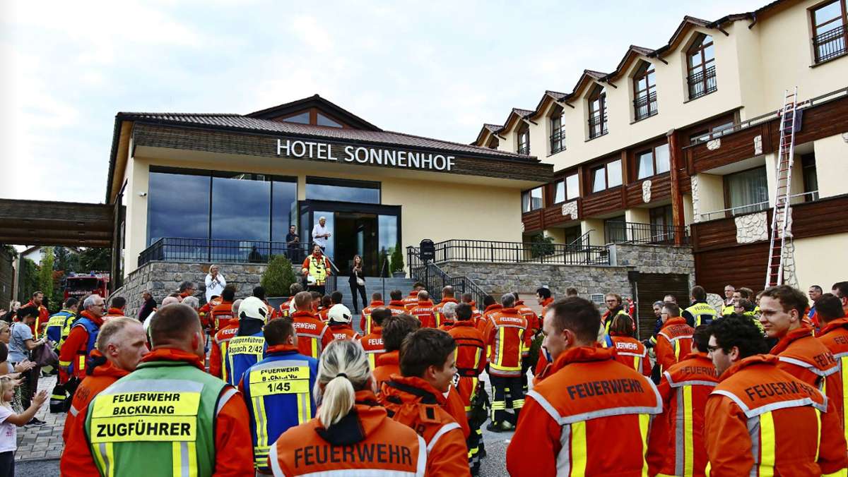 Einsatz bei Andrea Berg in Aspach: Feuerwehr übt im  Hotel Sonnenhof