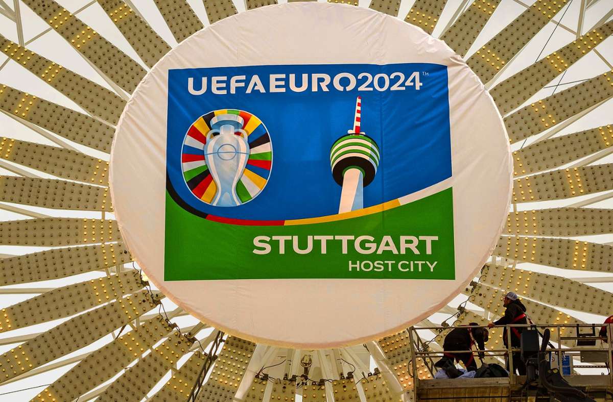 Mit diesem Logo präsentiert sich Stuttgart als Gastgeber der EM 2024. Foto: Lg/Leif Piechowskii