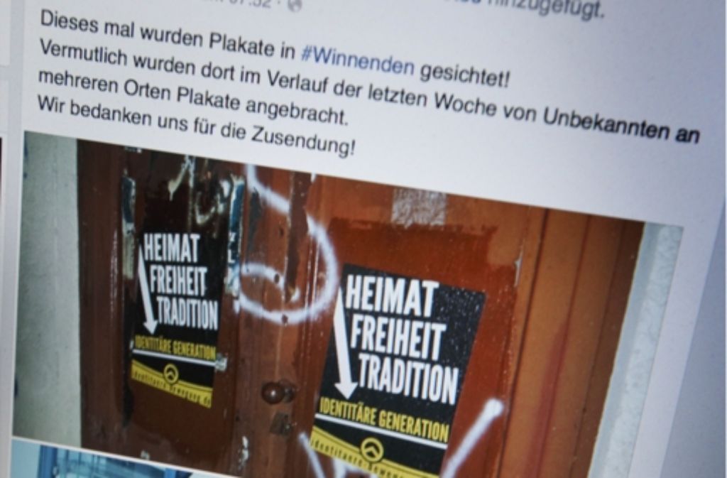 Slogans der Identitären Bewegung tauchen derzeit immer wieder im Rems-Murr-Kreis auf – wie auch in sozialen Netzwerken. Foto: Gottfried Stoppel