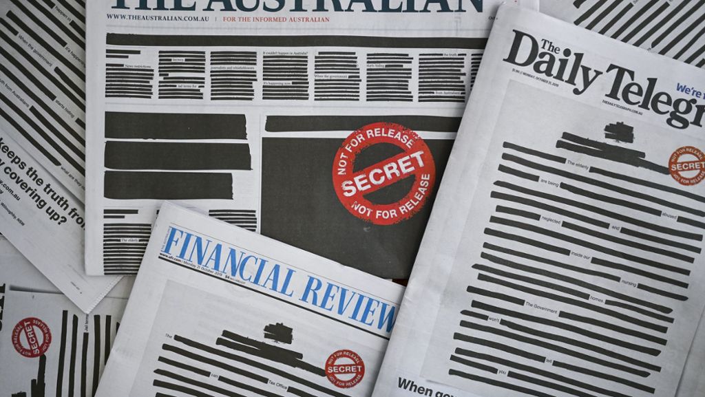 Australiens Zeitungen protestieren: Geschwärzte Titelseiten für die Pressefreiheit