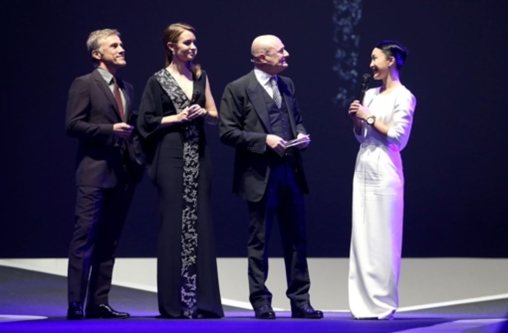 Von links: Christoph Waltz, Emily Blunt, IWC Schaffhausen CEO George Kern und Zhou Xun
