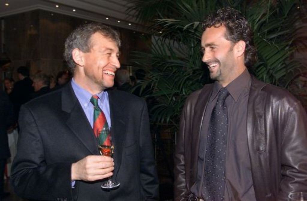 Karl Allgöwer (links) im April 2000 mit Maurizio Gaudino