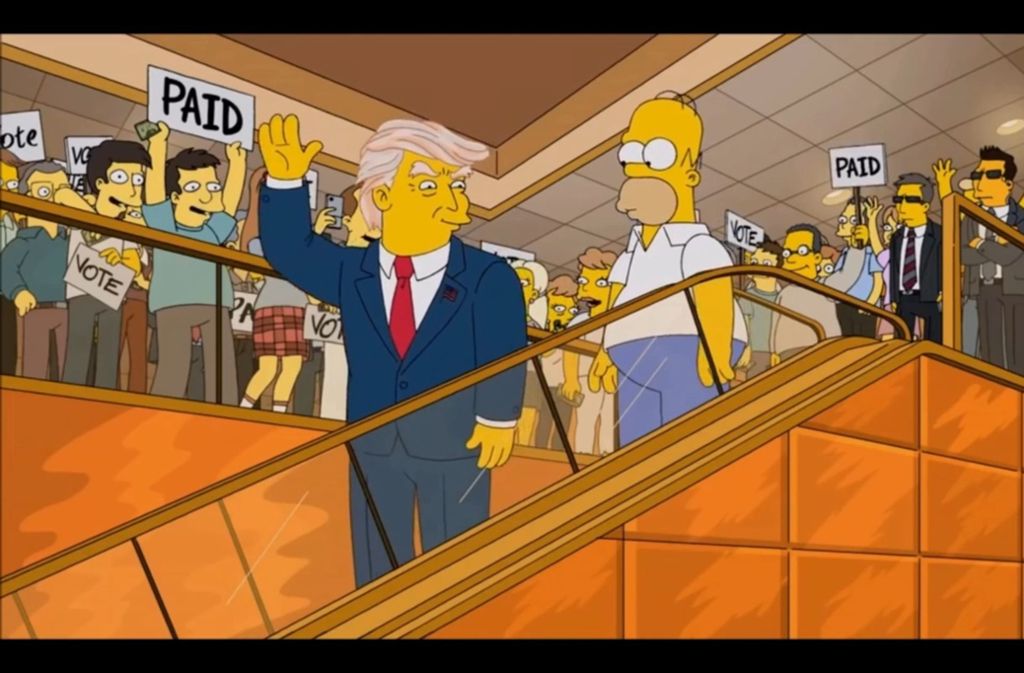 In der Serie „Simpsons“ wurde Trump satirisch schon Präsident – ein damals völlig unrealistisches Szenario.