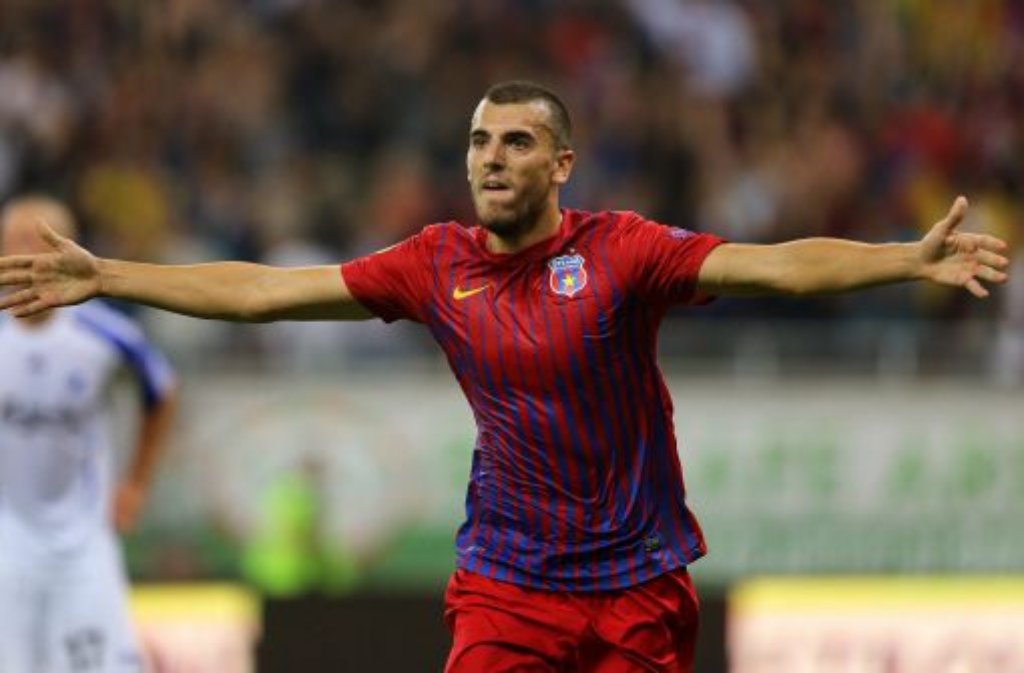 ... mit 0:1 geschlagen geben (Foto: Steaua-Spieler Stefan Nikolic feiert sein entscheidendes 1:0). Das konnte ...