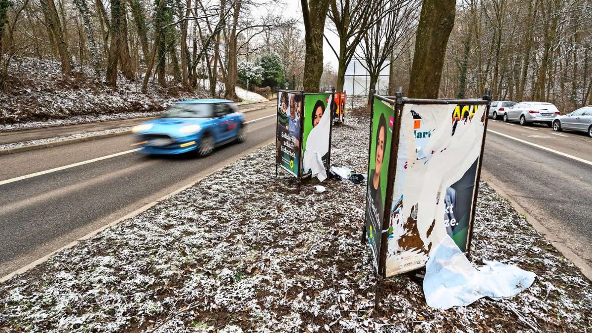 Landtagswahl im Kreis Ludwigsburg: Kandidaten beschweren sich über zerstörte Plakate