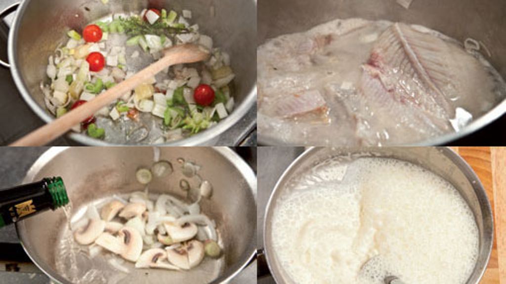 Kochen lernen: Aus Fischfond eine Soße machen