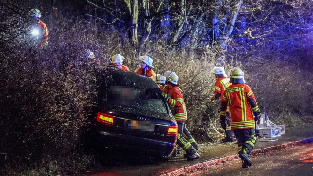 Unfall in Reichenbach: Autofahrer  bleibt in  Böschung stecken