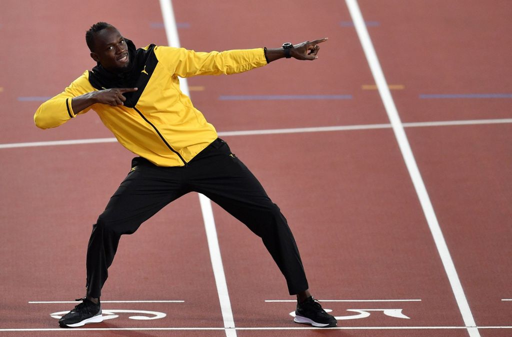 Mit dieser Geste während der Leichtathletik-Weltmeisterschaft 2017 ist Usain Bolt bekannt geworden (Archivbild). Foto: AP