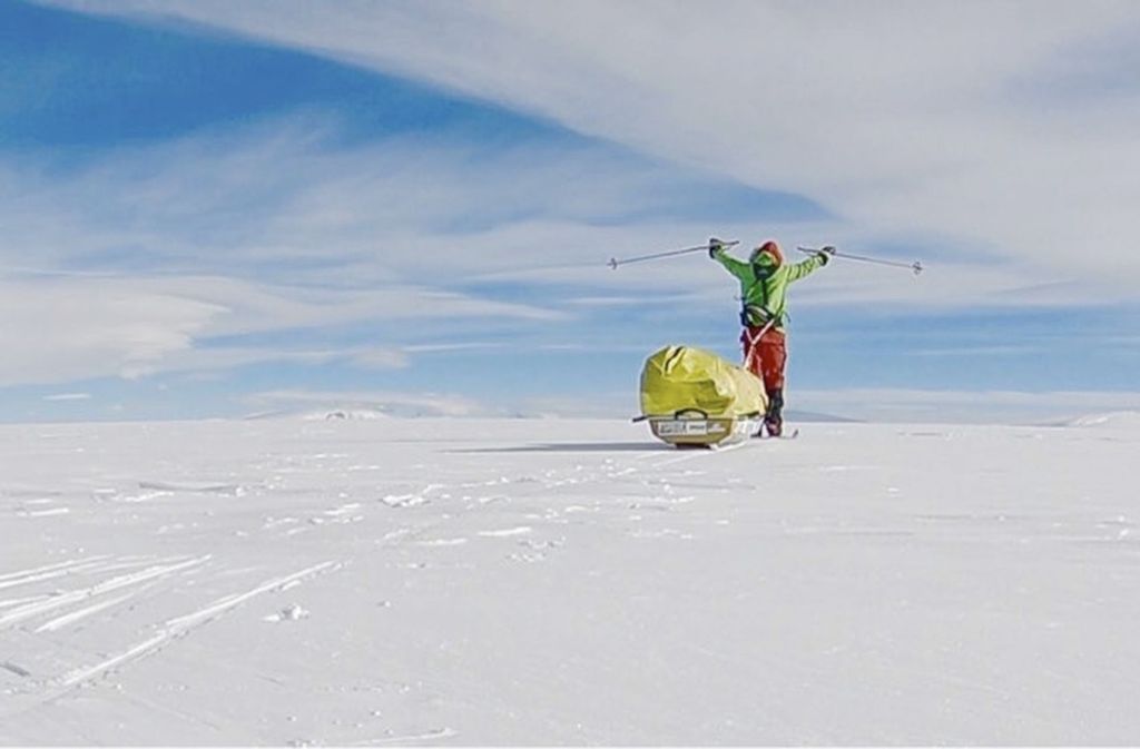 Als erster Mensch hat Colin O’Brady die Antarktis alleine und ohne Hilfe überquert. Am Mittwoch (26. Dezember) den 26.12.2018 erreichte der 33-jährige Colin O’Brady nach eigenen Angaben sein Ziel am Ross-Schelfeis. Foto: Colin OBrady/AP