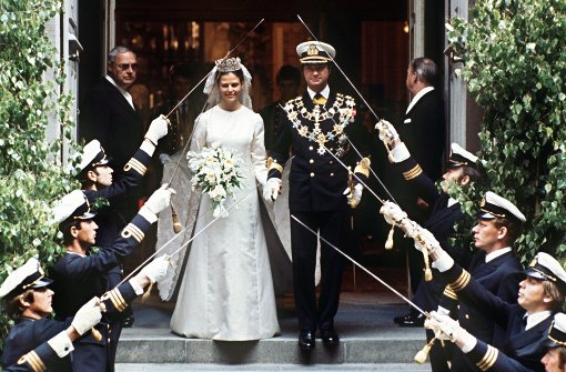 Silvia und Carl Gustaf heirateten am 19. Juni 1976 in der Stockholmer Storkyrken. Foto: dpa