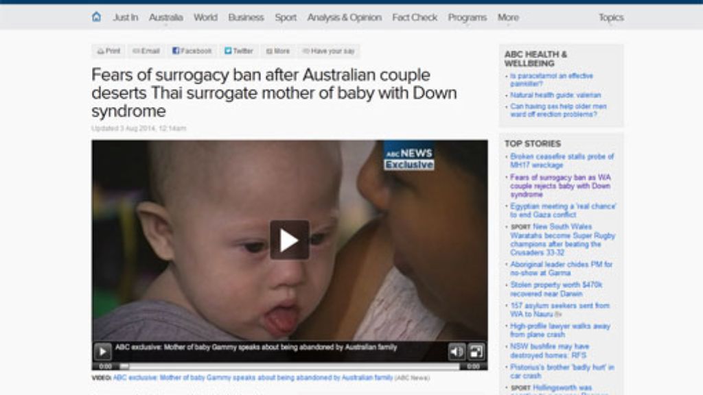 Leihmutter-Skandal: Australier spenden für Baby Gammy