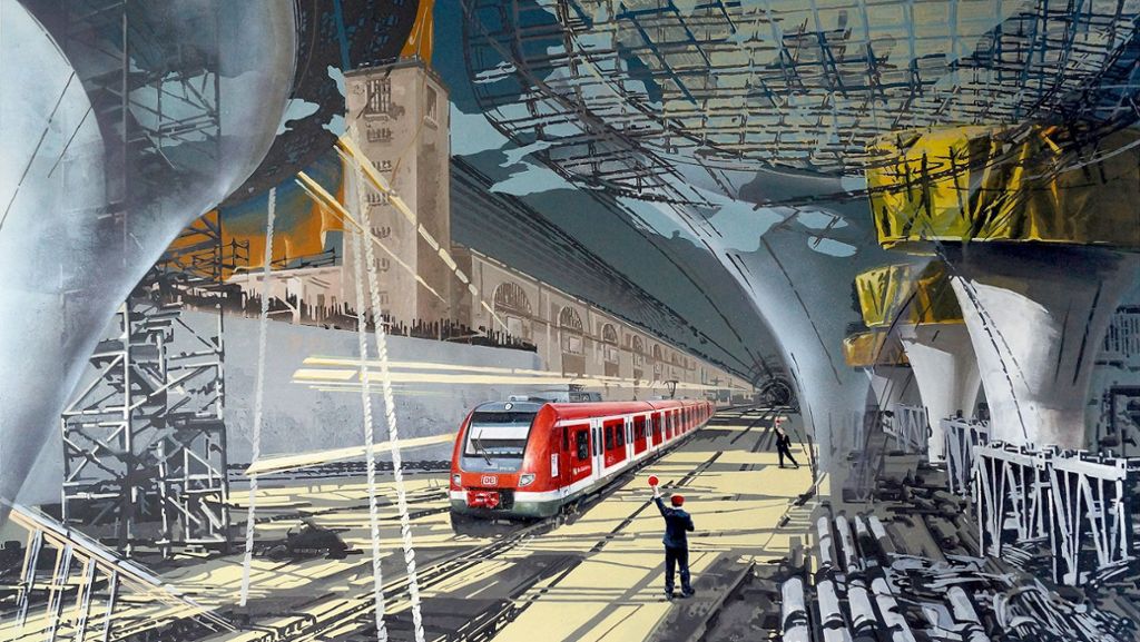 Berliner Künstlerin malt S 21-Baustelle: Zwischen Faszination und Schrecken
