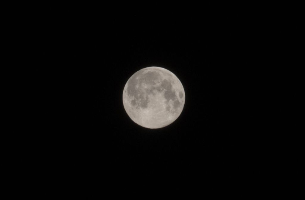 Der Mond zeigt in der Nacht seine volle Pracht.