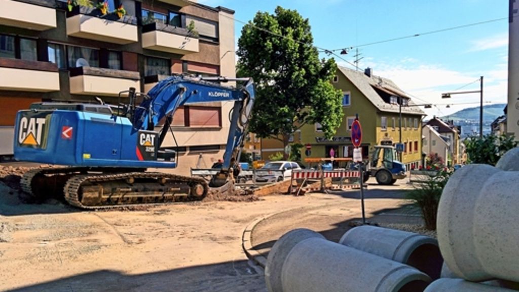 Baustelle Gaisburg: In der Schurwaldstraße wird der Kanal erneuert